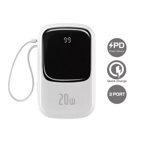 BASEUS Power Bank PPQD-H02 20W With Lightning Cable (20000mAh) White